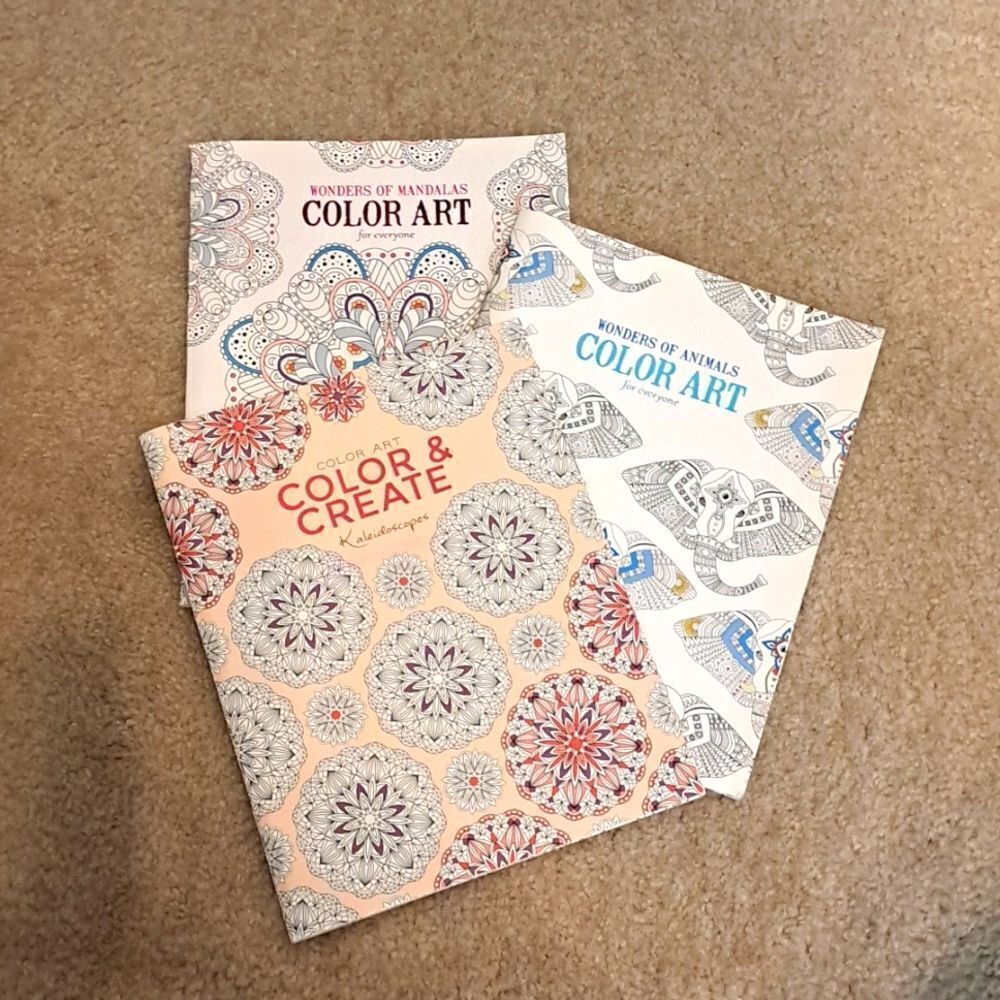 Leisure Arts Coloring Books NEW Set of 3 Color Art for Everyone Kaleidoscopes